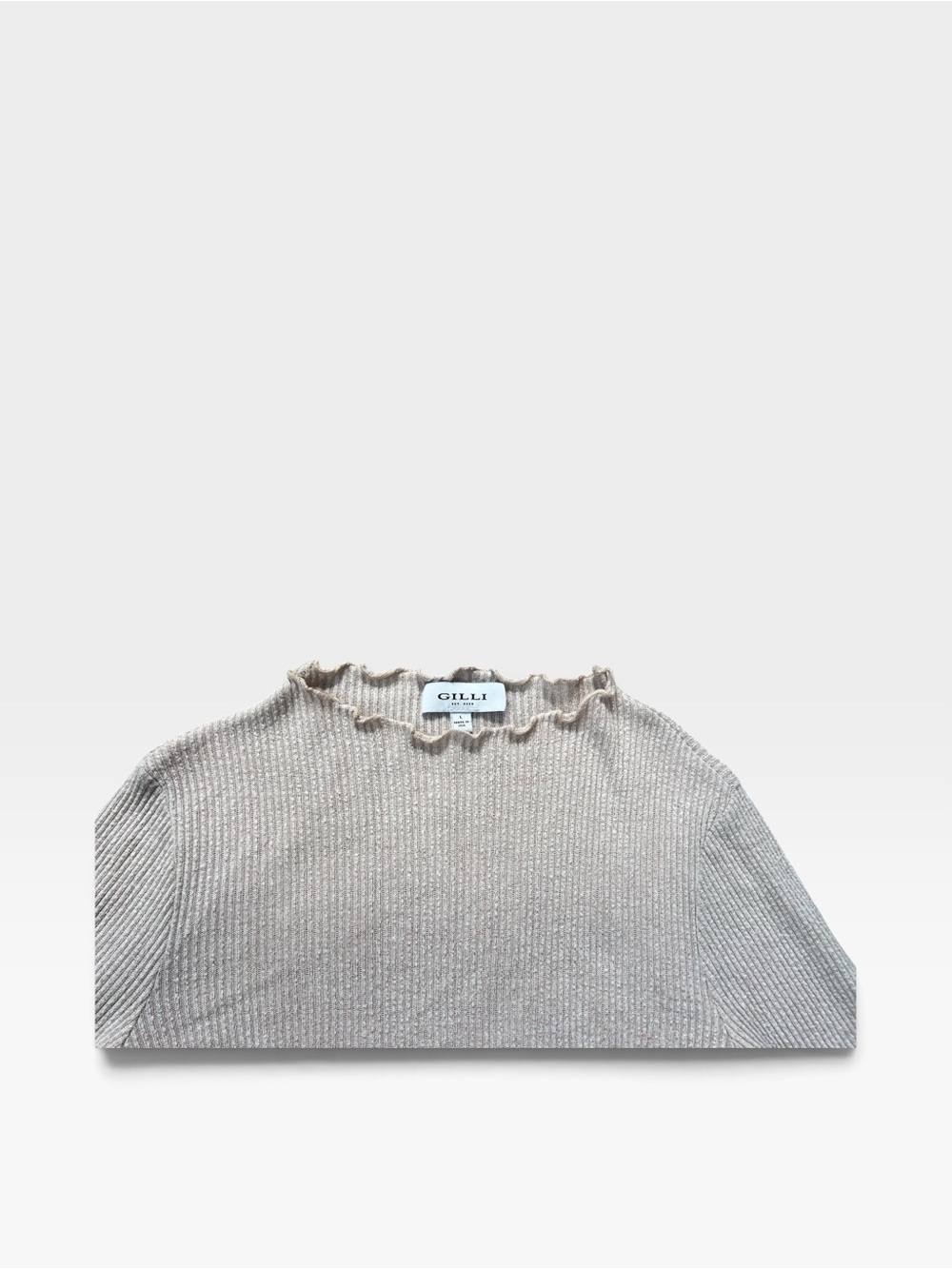 Gilli Cream Ruffle-Edge Ribbed Crewneck Sweater - Picture 2 of 5